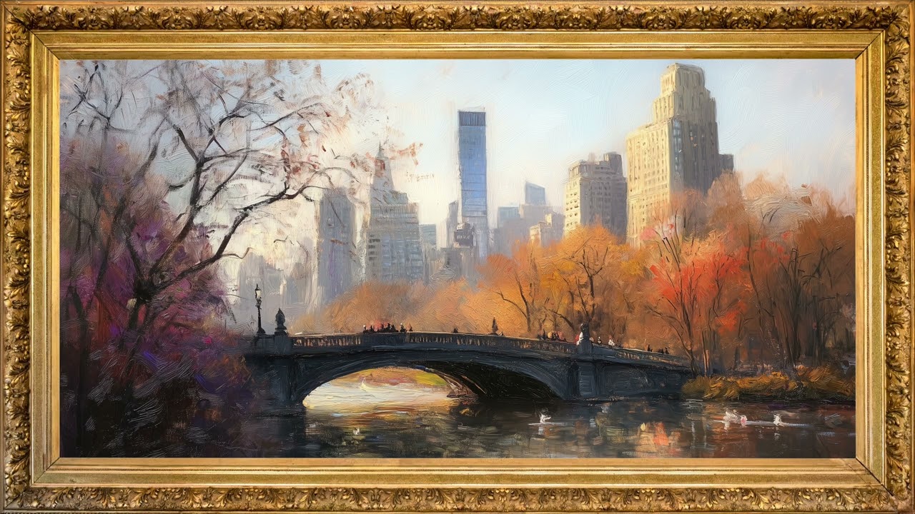 Central Park autumn frame tv art | Fall in New York city | TV art screensaver with music