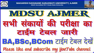 MDSU Exam time table 2019, Mdsu exam schedule 2019