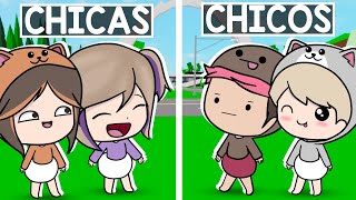 CHICOS VS CHICAS EN BROOKHAVEN ROBLOX !! LYNITA Y DANI BEBÉS