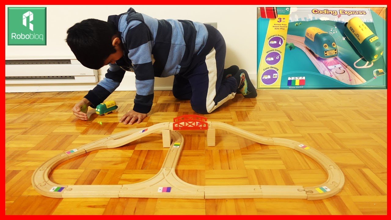 RoboBloq Coding Express - Color-Driven Wooden Toy Train Set - YouTube