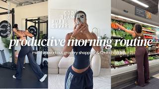 PRODUCTIVE MORNING ROUTINE: mic'd up workout, grocery shopping, Q A chit-chat