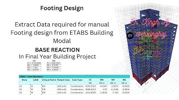 Design of Footing required Data from ETABS Building modal | Base Reaction