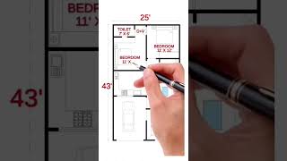 25 by 45 house plan with parking and 2bhk smallhouse interiordesign ytshort viralvideo