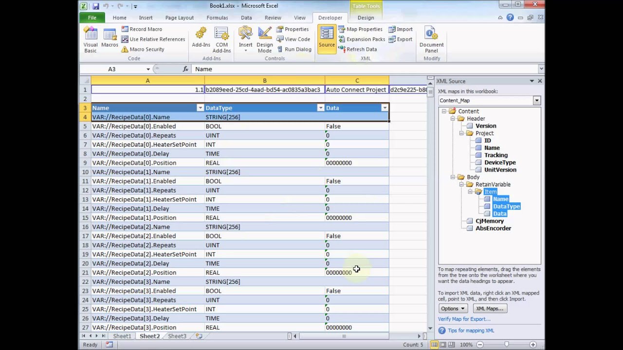 supervisorio Using Excel To Load Recipes to Sysmac NJ