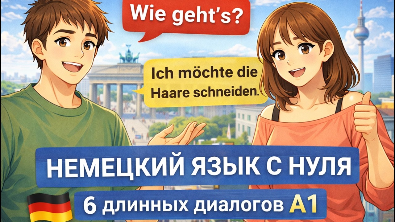 Разговорный немецкий A1.  6 реальных диалогов для начинающих