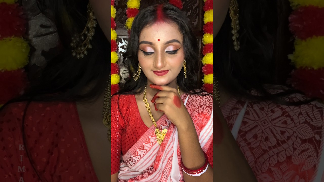 Durga Dashami Look 🌼🙏🏻 #shorts #makeup