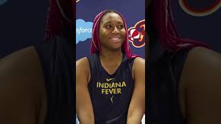 Aliyah Boston first impressions of Caitlin Clark in training camp