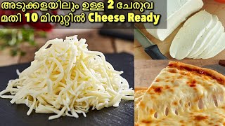 വെറും 2 ചേരുവയിൽ 10 മിനുറ്റിൽ Pizza ക്കുള്ള Mozzarella Cheese| How to make Mozzarella cheese at home