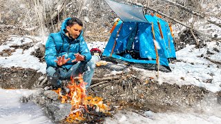 Solo Camping By The River In The Mountain [Hike, Campfire, Hot Coffee, Food And Asmr]