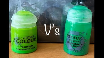 Citadel Tesseract Glow V’s Hexwraith Flame & what basecoats work best? - glow effect for miniatures