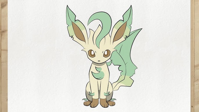 COMO DESENHAR O POKÉMON LEAFEON  HOW TO DRAW POKÉMON LEAFEON 