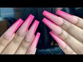 Acrylic Full Set V line Pink | Nails Tutorial |