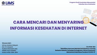 CARA MENCARI DAN MENYARING INFORMASI KESEHATAN DI INTERNET