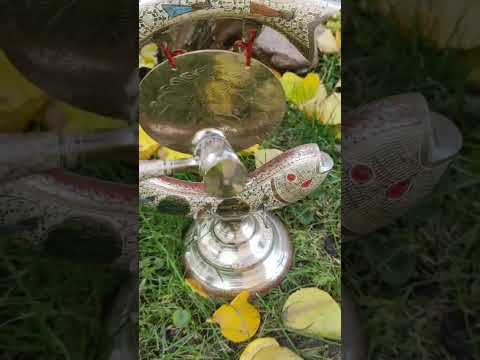 Гонг із молоточком із латуні — металевий гонг (висота 30 см), видео 1
