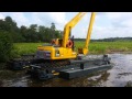 Launching amphibious excavator swamp komatsu pc200 8 lc long arm part 1