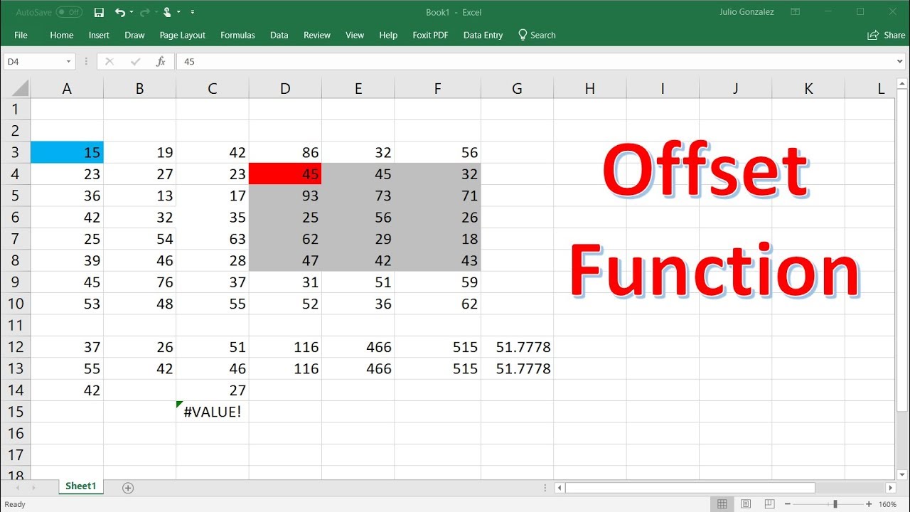 Excel Offset Function – including Common Mistakes to Avoid!