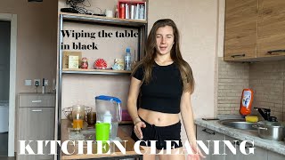 Wiping the table in black