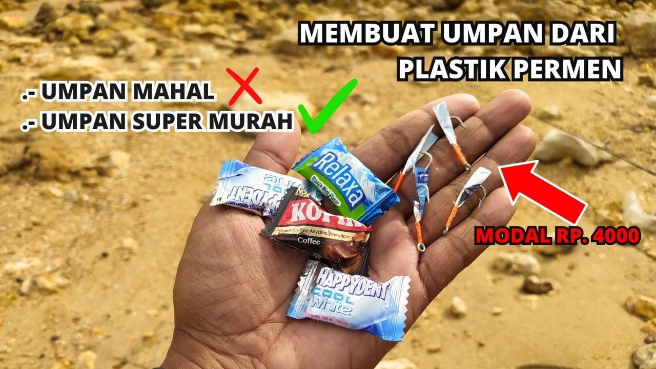 CARA MEMBUAT UMPAN SABIKI DARI BEKAS PLASTIK PERMEN SANGAT DISUKAI BABY GT
