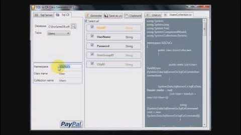 SqlToCs Class generator