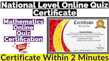 National Level Online Quiz Certificate | Mathematics Quiz Certificate | Free Certificate