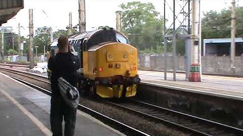 29thMay19 class 37 renamed at Blackpool returns to Crewe via Preston full clag