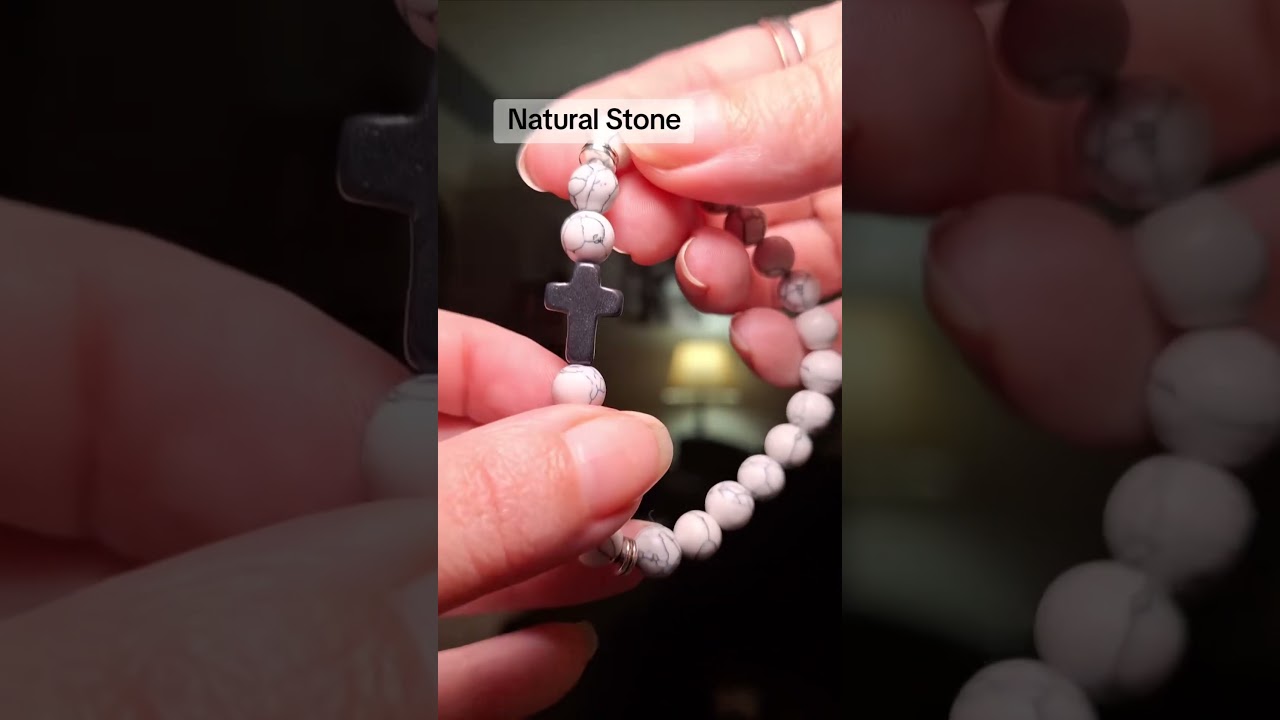 Cross Bracelet with Natural Stone 