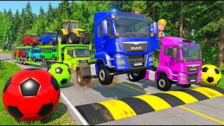 Epic Flatbed Truck Rescue | Dangerous Pothole Challenge #01 - BeamNG.Drive