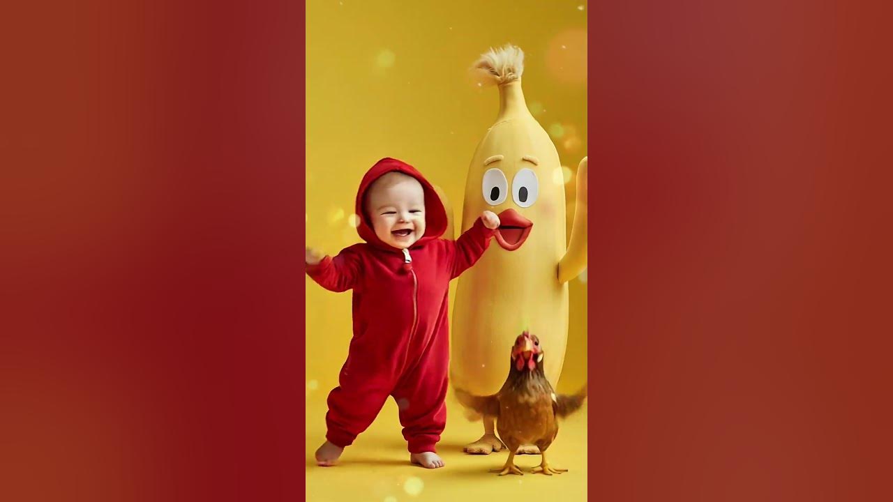 Cutest chicken banana baby dance ever 🎉El baile de bebé más tierno con pollo y plátano