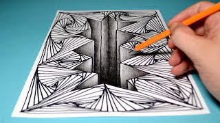 3D Cracked Hole / Line Illusion / Fun Drawing / For Kids & Beginners