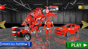 Police Dino Robot Car: Multi Car Robot Bike Transformation Game 2021 - Android Gameplay