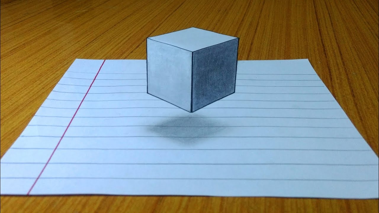 3D Drawing Illusion - Floating Cube Trick Art On Paper | Pencil Prism ...