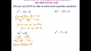 Solving Quadratic Equations Using the Difference of Two Squares (DOTS)