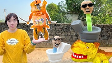 Kem Ốc review Robot lạ: robot chai nước, ô tô. Khủng long, con bò, labubu, baby three. Theu Chanel