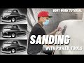 SANDING BODY FILLER WITH POWER TOOLS: 1949 MERCURY CABOVER