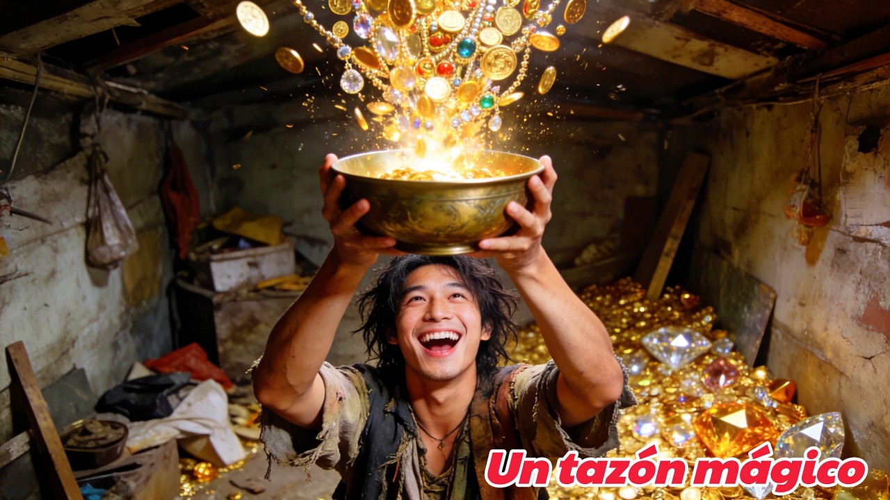 Tiene un tazón con magia misteriosa que esconde un mundo de tesoros antiguos.