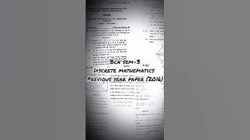 bca sem-3 discrete mathematics pervious year question paper (2016) #exam #bca #shorts