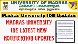 Madras University IDE Latest New Notification Full Details 👍