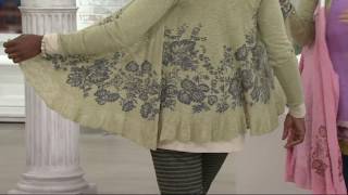 LOGO by Lori Goldstein Printed Cotton Linen Knit Cardigan on QVC