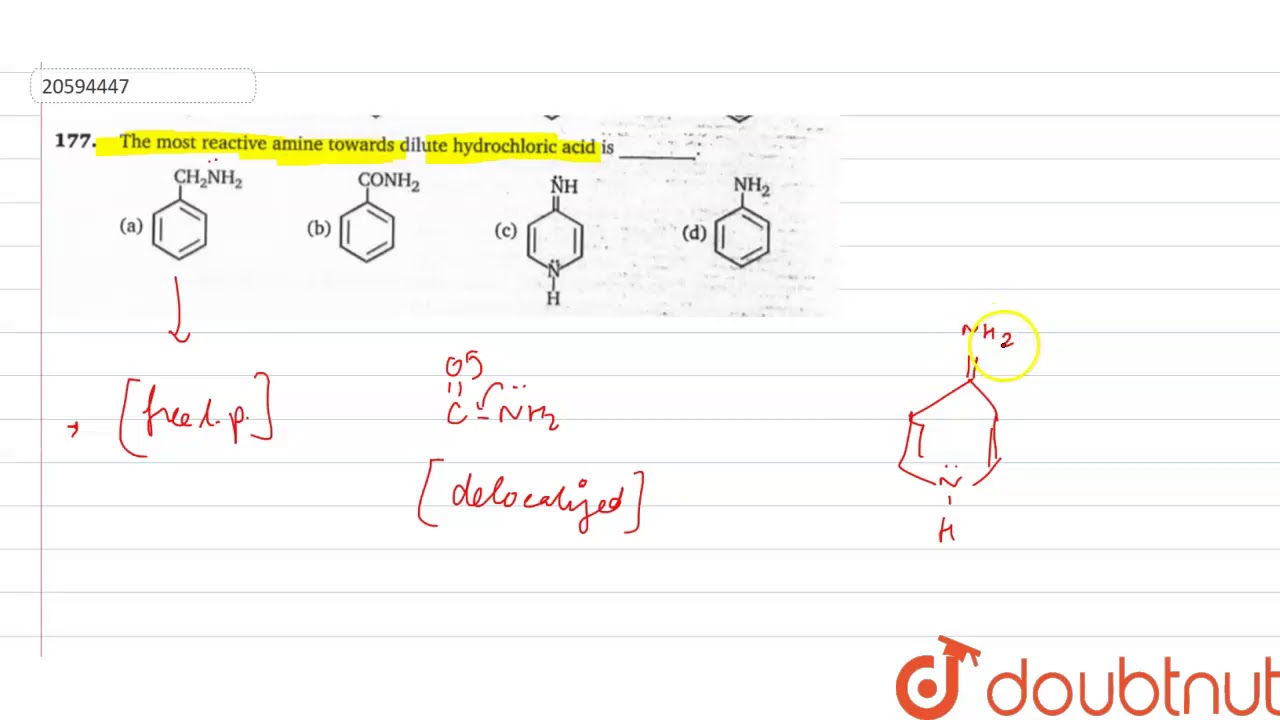 The most reactive amine towards dilute hydrochloric acid