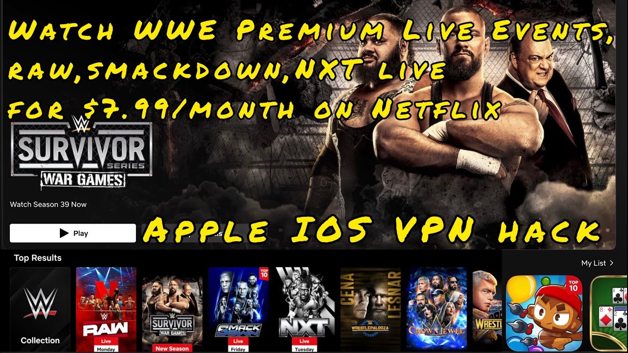 Как смотреть (PLEs), Raw, SmackDown и NXT на Netflix с помощью VPN Hide.me на iOS