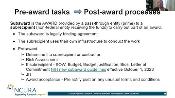 Subawards Risk Assessment   When Pre-Award Becomes a Post-Award Activity Series