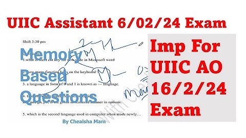 UIIC Assistant Computer Questions | UIIC AO Exam 2024 | UIIC Exam | By Chealsha Mam