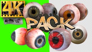 Eyes Pack | Human Eye Looking | Green Screen - Footage 4K