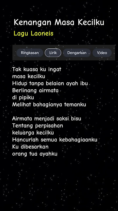 Kenangan Masa Kecilku - Lagu Laoneis / tak kuasa ku ingat masa kecilku