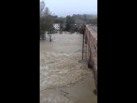 Il Tevere a Ponte Cuti in attesa della piena