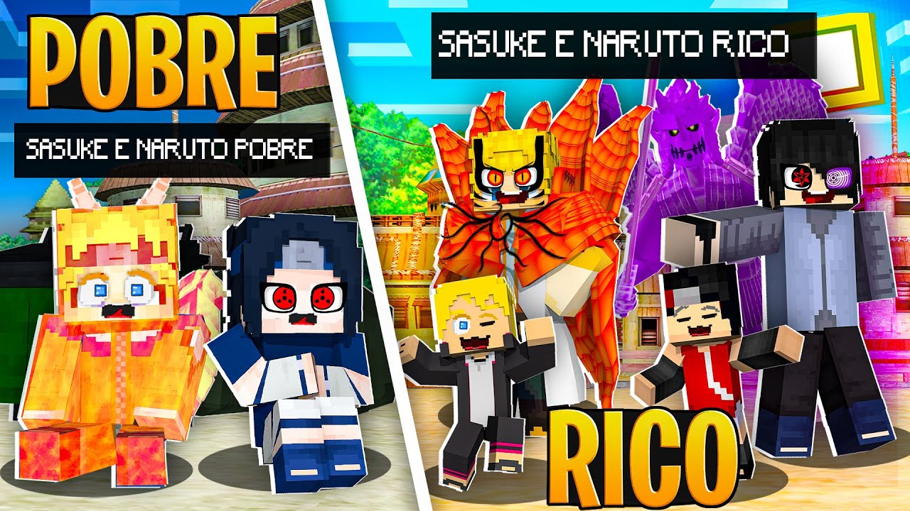 RICO vs POBRE DO NARUTO e SASUKE no MINECRAFT ! - BiliBili