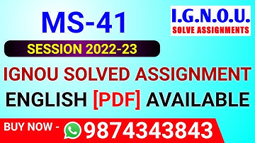MS-41 Solved Assignment 2022-23 in English, MS 41 Solved Assignment 2023, MS 41 Assignment