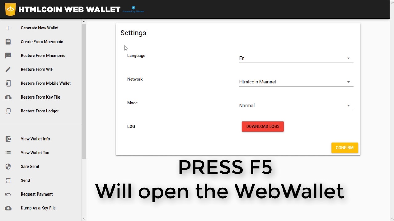 WebWallet Tutorial - How to use Htmlcoin Web Wallet - YouTube