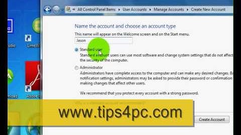 Windows Seven Tips - Add a new standard account user name