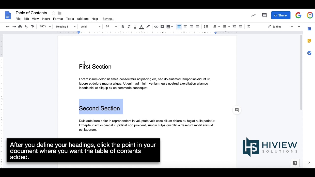 How to insert a table of contents in Google Docs - YouTube